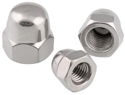Sicherungsmuttern, Hutmutter aus Edelstahl 304, feinzahnige Hutmutter, runde Kugelkopfmutter, 2 Stück (Farbe: Silber, Größe: M8 x 1,0)(M10 X 1.25)