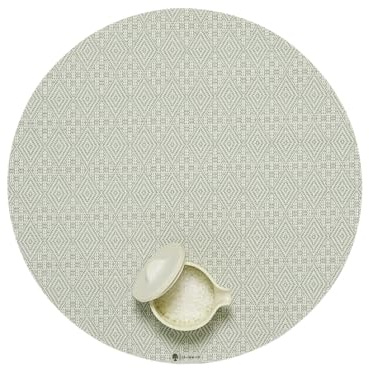 Martha av Martha Stewart | Chilewich buxbom bordstabletter i havsöra – set med 4 – lättskött vävda bordstextilier – inomhus/utomhus – 38 cm rund