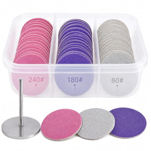 WeddHuis Set 60 pièces (Grain 80 150 240) et Forets À Ongles En Métal,Limes À Pieds,Manucure et Pédicure,Ponceuse Ongles,Ponceuse Pieds Electrique,Lime Pieds,Embout Ponceuse (25mm)