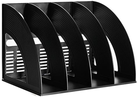 Porte-revues en Plastique, HAIYUU Porte Revue Bureau avec 4 Compartiments, Porte Magazines Porte-journaux Rangement Bureau Organisateur pour Document Papier A4 Cahier Magazine Fichiers