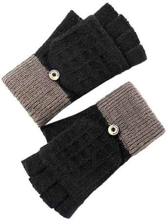 Black Week Angebote Thermohandschuhe Fingerlose Handschuhe Herren Damen-Handschuhe Fingerlos mit Kappe Winterhandschuhe Strickhandschuhe Outdoor Warm Fingerhandschuhe Halbfinger Thermohandschuhe