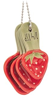 Sass & Belle Erdbeer-Messlöffel - Niedliche Keramik Backen Messbecher und Löffel Set - 4-teiliges kleines Messbecher-Set für Kochen und Küche