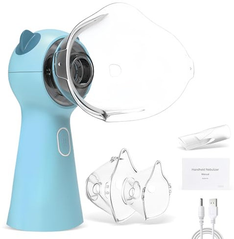 Nébuliseur Inhalateur Nébulisateur Electrique pour Adultes et Enfants Medical Nébuliseur Portable Aerosol Nebulisateur Bebe Inhalation USB Efficace avec Embouchure pour Usage Domestique Voyage (bleu)