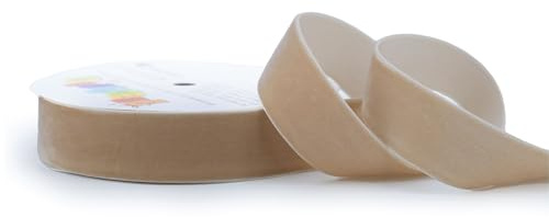 Sammetsband 25 mm x 5 m rulle – färgval i 3/6/10/16/22/25/50 mm – färgfast och tvättbar – band för sömnad – presentband för förpackning dekorera hantverk – sand beige