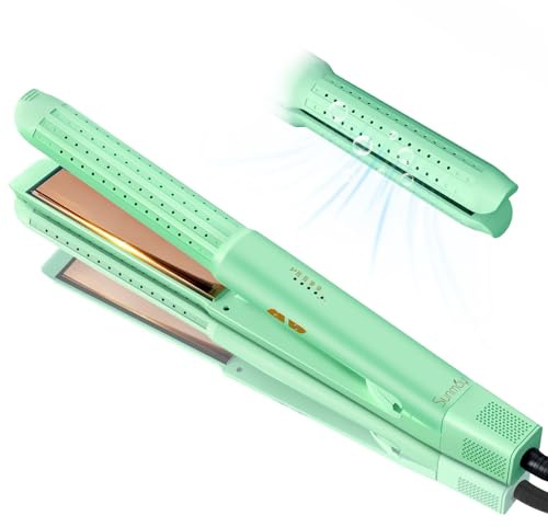 SUNMAY Bliz Airflow Plancha para el Cabello con Iones Negativos, Plancha Alisadora y Rizadora 2 en 1 con Flujo de Aire 360° para Fijar el Estilo, Placas de Aleación de Titanio, Doble Voltaje