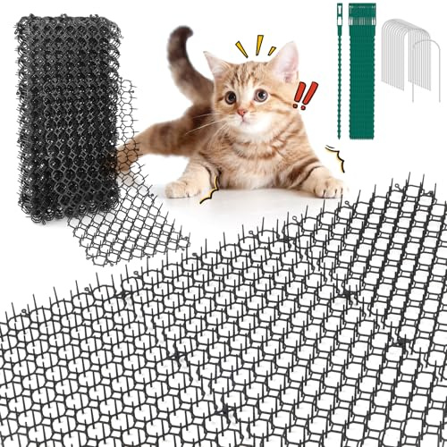 Muyohix 15 Pièces Tapis Anti Chat, 20 x 40 cm Pic Anti Chat, Barriere Anti Chat Exterieur, Chats Tapis Répulsif avec Pointes, Tapis Répulsif Chien Puissant pour Jardin, Extérieur, Clôtures