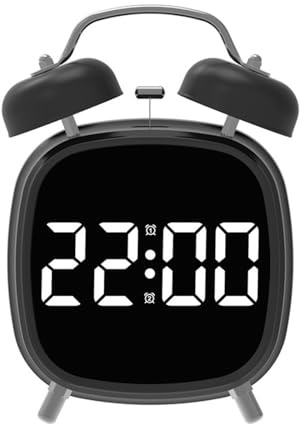 FIRSTXIU Sveglia digitale forte doppia campana Sveglia da scrivania Display dimmerabile Facile da leggere Design del suono progressivo Sveglia di seconda mano