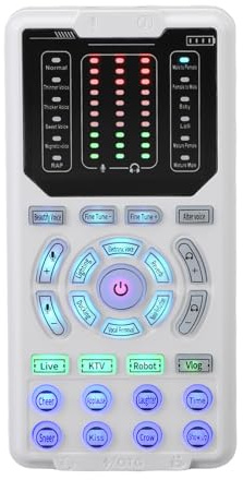 VELATEMOR Changeur de Voix Portable, Petit Masque de Voix pour Diffusion en Direct, Carte Son Compacte, 16 Modes Sonores, 10 Niveaux de Réglage Précis, Convertisseur D'effets pour Appels