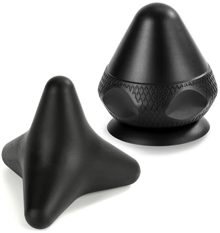 Songella Bola de Masaje Manual Masajeador de Punto Gatillo Negro con Ventosa 2 Piezas para Auto-masaje Espalda Hombro Manos Piernas