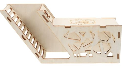 SHINEOFI Casa de Madera para Hámster y Roedores Pequeños, Escondite Seguro y Duradero, Diseño con Escalera para Ejercicio, Suministros para Mascotas en Jaula, Refugio Decorativo