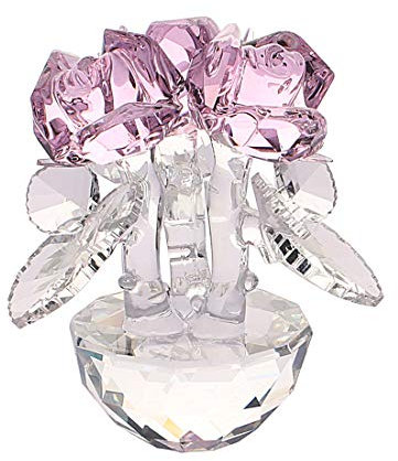 MICG Kristallglas-Rosen Blumen Frühlingsstrauß Ornament Briefbeschwerer Muttertag Weihnachten Hochzeit Geschenk Sammlerfiguren, Rose