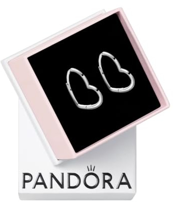 Pandora Icons Pendientes de aro con diseño de pequeños corazones asimétricos de plata de ley