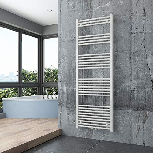 BERNSTEIN - Radiateur sèche-serviettes design de salle de bain en acier - Blanc - R18W - Sans porte-serviette, 170x60cm, Sans kit de connexion