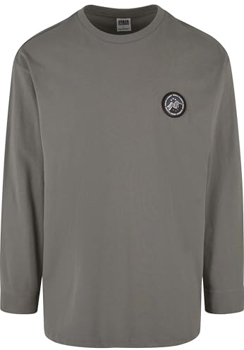 Urban Classics Hiking Patch LS, långärmad tröja för män, finns i många olika färger, storlekar S till 5XL, asfalt, L stor extra tall