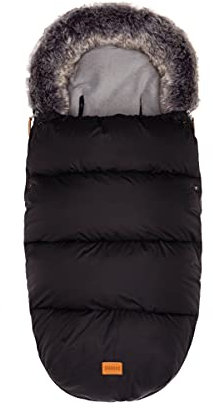 Fillikid Winterfußsack Manaslu extra warm mit Coral Fleece für Kinderwagen Buggy Jogger / Fußsack, Schwarz, 97x50x10 cm (1er Pack)