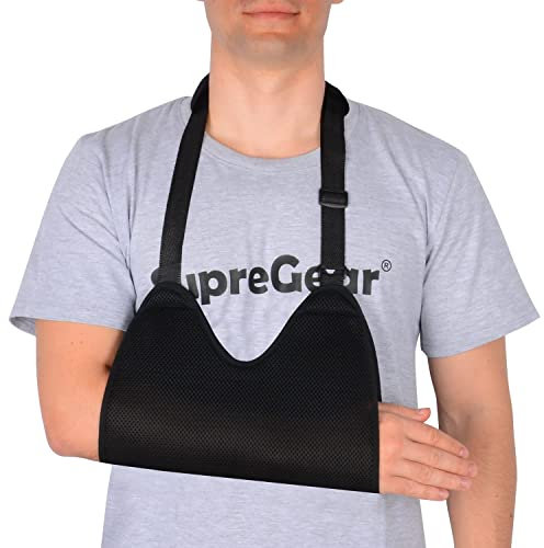 supregear Gittergewebe Armschlinge mit weichen Schulterpolstern, Verstellbare Atmungsaktive Schulter-Wegfahrsperre Duscharmschlinge Medizinische Schulter-Ellbogenstütze für Den Linken/Rechten Arm