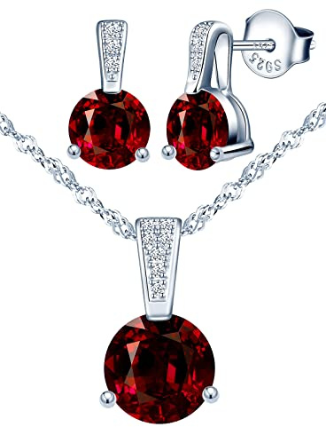 Yumilok Damen Halskette Ohrringe Schmuck Set Damen Halskette und Ohrringe 925 Sterling Silber mit Zirkonia Geschenke für Frauen Freundin Mama