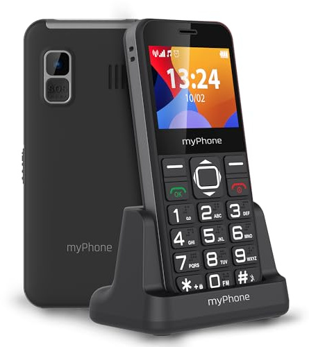 MP myPhone Halo 3 seniormobiltelefon utan kontrakt 22 tum stor knapptelefon trådlös telefon – mobiltelefon för seniorer seniorer mobiltelefon med laddningsstation bluetooth-kamera nödknapp ficklampa