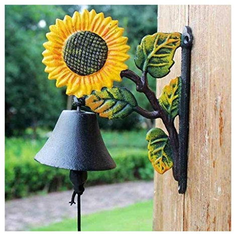 Retro Türklingel Rustikal Gusseiserne Liebe Türglocke - dekorative Vintage Antike Bauernhaus Stil Dekoration for Außenhau Sonnenblume Form Land Retro Türklingel Willkommen Tür Handgemalte Türklingel