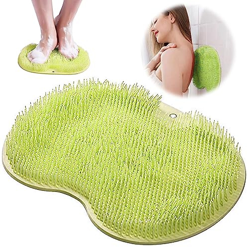 Silikon Massage Pad, Rückenschrubber mit Anti-Rutsch-Saugnäpfen | Fußmatte Dusche, Duschbürste, Peeling-Fußschrubber, Fußbürste und Rückenbürste für Die Duschpflege, Grün