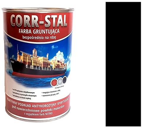CORR-STAL Metallschutzlack, Rostschutzfarbe, Metallfarbe außen, Grundierung gegen Rost, Farbe für Metall, Rostschutzgrundierung Korrosionsschutz, Metallack, Aluminium-Zink. (1 Liter, Schwarz)