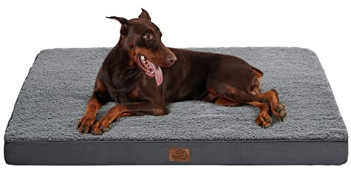 BEDSURE orthopädisches Hundebett Grosse Hunde - 135x91x10cm Hundekissen flauschig Hundematte waschbar Hundematratze in dunkelgrau für große Hunde