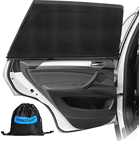 PEMOTech Sonnenschutz Auto Baby,(2-Stück)ZERTIFIZIERTER UV-Schutz,[2025 Upgrade] Nachhaltiges & Hochwertiges Atmungsaktive Spandex,Sonnenschutz Auto Kinder fit 99% Autos, Privatsphäre Für Ihre Familie