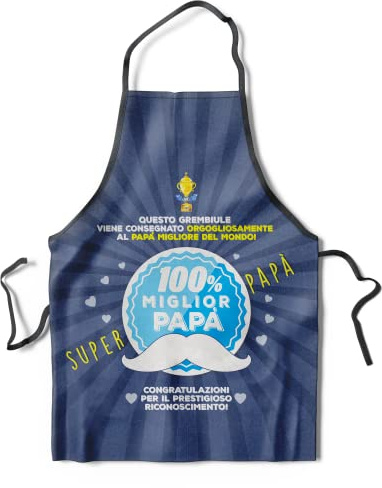 KAÏDENSÏ Idea de regalo para el día del padre original – Delantal al mejor padre del mundo – Delantal cocina papá – Ideas de regalos divertidos – Gadget cumpleaños originales para él, blue_ Mejor Papá