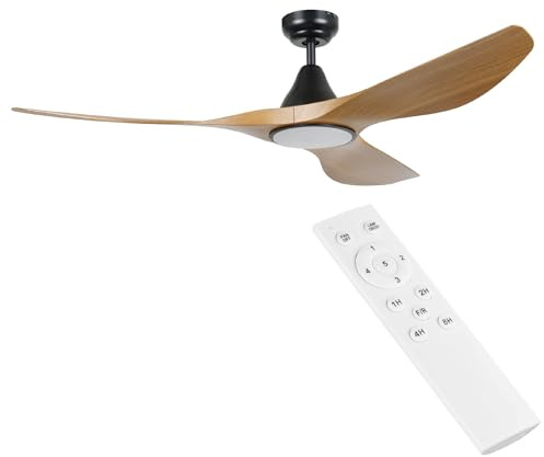 EGLO Deckenventilator Portsea 3 Flügel Ventilator | mit Beleuchtung und Fernbedienung, Sommer Winter Betrieb, warmweiß - kaltweiß, Kunststoff in Schwarz und Holz-Optik, DC Motor