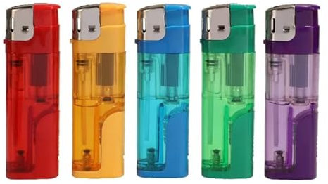 ezkart | Pack of 5 - Multipack Assorted Colour Lighters with Adjustable Flame Lighter, refillable and child safe, Use for Camping, BBQ, Fireworks and much more (5)