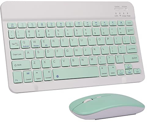 Tastiera e mouse wireless Bluetooth ricaricabile wireless set tastiera ultra-sottile portatile compatto tastiera e mouse combo per computer/PC/Windows/Win7/8/10/Mac/iPad/iOS/Phone/Android (verde)