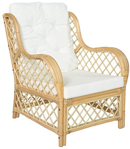 Homgoday Rattan-Sofa mit Kissen, cremeweiß, 71x82x89 cm, für Innenbereich - Entspannung und Gespräch Model325469