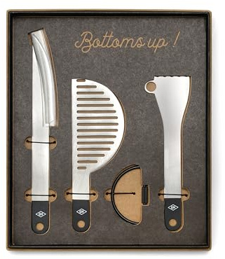 Gentlemen's Hardware Ensemble de 3 ustensiles de Bar à Cocktail en Acier Inoxydable avec zesteur, passoire et Couteau