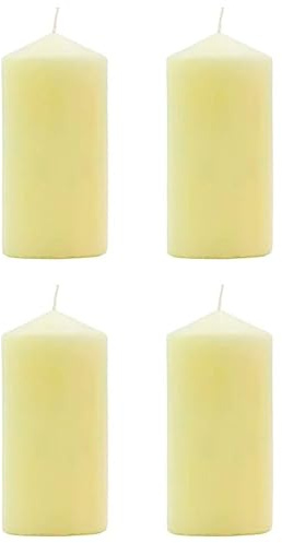 Tradineur - Pack de 4 velas bloque con aroma, velón de taco, cera perfumada, larga duración: 36 horas, aromaterapia, decoración del hogar (Vainilla - 11,8 x 5,6 cm)