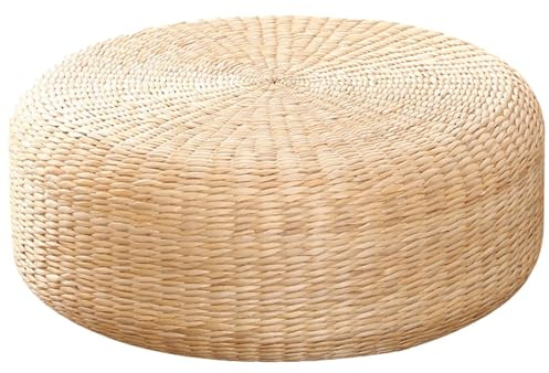 Cuscino da pavimento giapponese, in paglia naturale, in rattan, traspirante, base intrecciata rotonda, cuscino in tatami fatti a mano