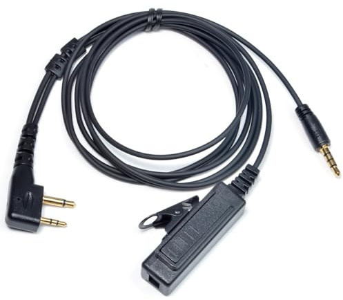 HYSHIKRA 2-pin auf 3,5 mm Audiokabel mit PTT Kompatibel mit Midland | Kompatibel mit Midland G7 pro G8 G9 pro M24 M24 Plus M48 M99 G6 XT G7 XTR und 3,5 mm Audio Input Interface Headsets