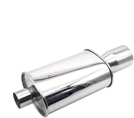 Krtopo 2,5 Pouces (63MM) Entrée Silencieux d'échappement / 3 Pouces (73MM) Sortie Argent Silencieux de Voiture en Acier Inoxydable Échappement Boîte Arrière Embout Turbo Soudé
