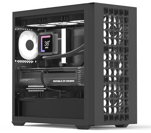AeroCool Mini boîtier tour D302A, support de radiateur de 360 mm, 11 emplacements pour ventilateurs, carte graphique 410 mm, carte mère m-ATX/mini-ITX orientée vers l'arrière, USB Type-C, filtre