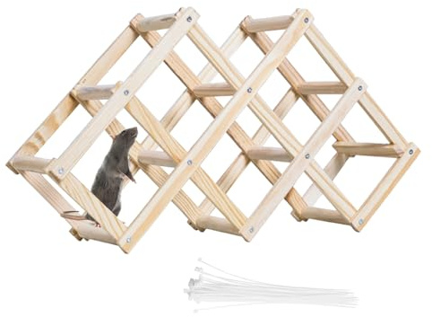 Hamster Kletterleiter aus Holz Hamster Leiter Spielzeug Hamsterkäfig Zubehör Hängebrücke Kauspielzeug für Meerschweinchen Ratten 45x23,5 cm