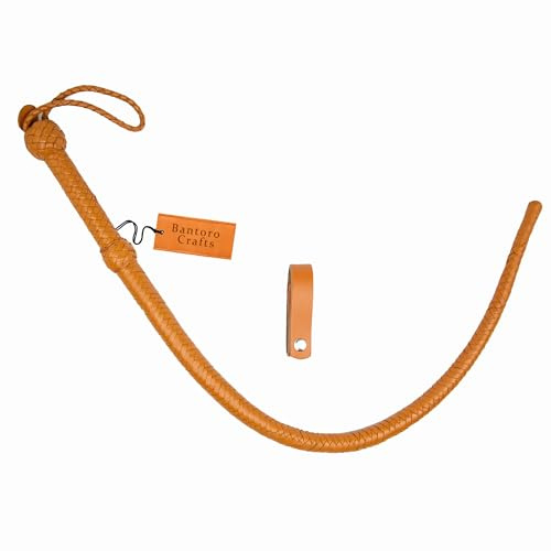 Bantoro Crafts 3 Fuß Bullenpeitsche aus Rindsleder – 8 Zöpfe, Einzelschwanz, Drachenschwanzpeitsche, geflochtene Reitpeitsche, Paddelreitgerte – 0,90 Meter