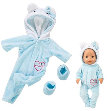VARKAGE Puppen Kleidung Accessoires 43 cm Americal Girl Baby Puppen Cartoon Katze Kleidung Outfits Puppenkleidung Kostüm Kleider für 18 inch Baby Puppen (Blau)