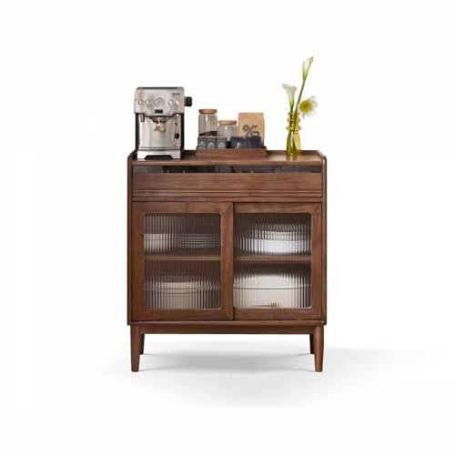 Buffet en bois massif moderne et minimaliste avec finition en noyer noir, idéal pour le salon ou la salle à manger