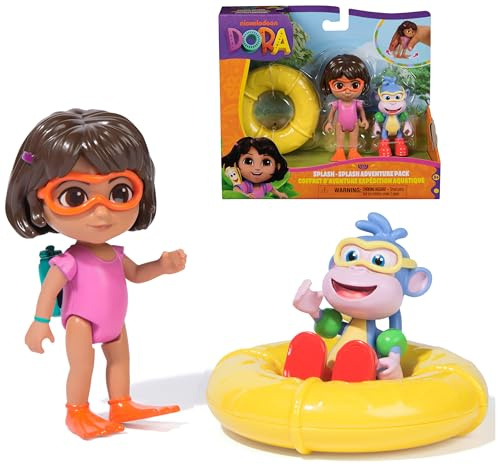 DORA LA EXPLORADORA - Pack de Aventura Acuática Dora y Botas: 2 Figuras Articuladas + Flotador de Juguete - 6073670 - Juguetes Niña 3 años + - Regalo Niña 3 años + - Juegos Infantiles