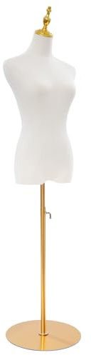 Hartplastik Schneiderpuppe Weiblich Schaufensterpuppe Vintage Kleiderpuppe Mannequin für Bekleidungsgeschäfte Schneidereien oder Große Messestände | Einstellbare Gesamthöhe: 70-130cm | Gold und Gelb
