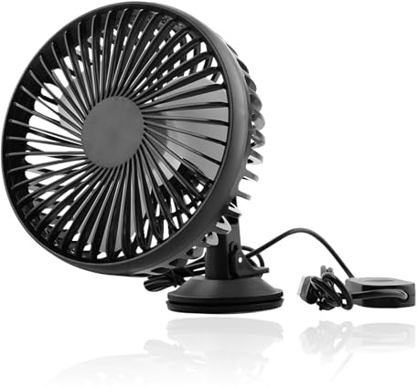 VBGURR Ventilador USB para coche, ventilador de refrigeración para automóvil 360° giratorio de 12V, mini ventilador USB silencioso de 3 velocidades para casa/oficina/coche/furgoneta/SUV/RV/barco
