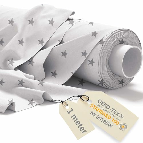 DreamRoots Baumwollstoff Meterware 160 cm, Stardust, 1 m | Stoff zum Nähen, Polsterstoff, 145 g/m² Baumwolle, Leinwand, Segeltuch, Gardinenstoff, Molton