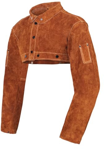 QeeLink Leather Welding Cape Sleeve - Heat Flame Resistant Welder Jacket