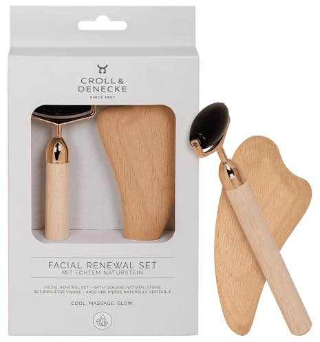 Coffret cadeau pour visage Renewal – Rouleau obsidienne et bois Gua Sha