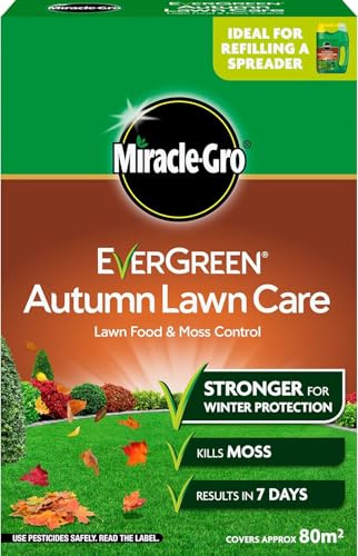 Miracle Gro Premium Autumn Lawn Feed & Moss Killer for Greener, Healthier Grass – Strengthens Roots, Prevents Moss Regrowth, Protects Lawn Through Winter – Professional Lawn Care (80m2 - Carton)