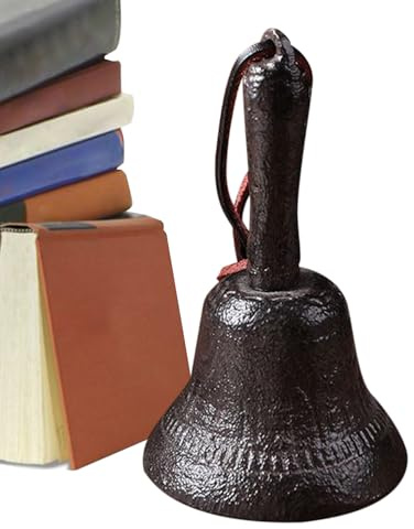 Campana De Mano | Campana Escolar De Hierro Fundido | Decoración De Sonar Retró Manual para Servicio Atención Llamadas, Aula Puerta Principal